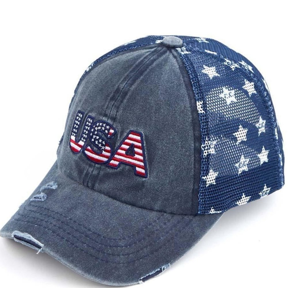 Vintage USA Baseball Cap with Star Details
